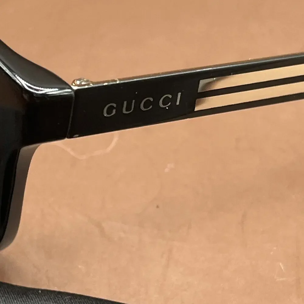 Gucci GG0687S 002 Black Gold Tone 57-17-145 Frame Sunglasses Men AS IS FOR PARTS